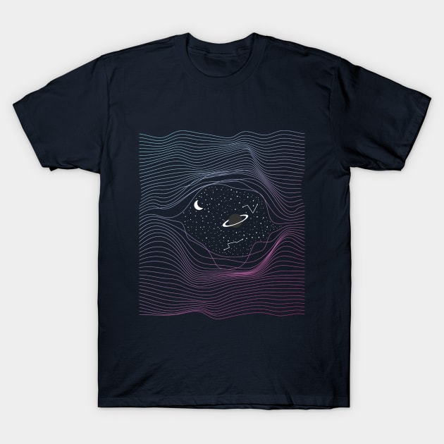 Space in Crumple Lines T-Shirt by cosmyth
